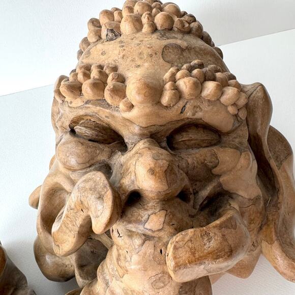 Lord Ganesha Sculpture Large Burled Wood Hand Carved Handmade Wall Hanging OOAK - Picture 3 of 10